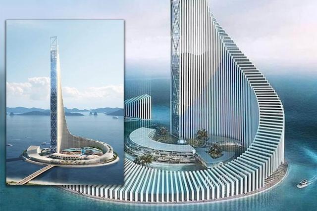 Aerial View of Zanzibar's Future Icon: The Domino Tower's Imposing Presence