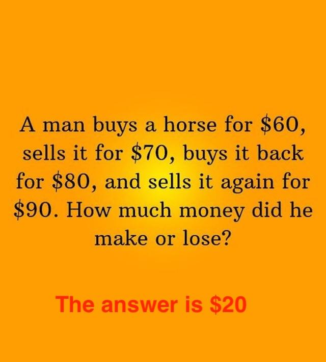 The answer is revealed—did you correctly calculate the $20 profit?