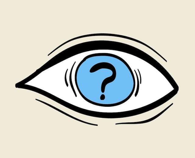 An eye with a question mark, indicating a mysterious personality who resists labels and seeks deeper truths