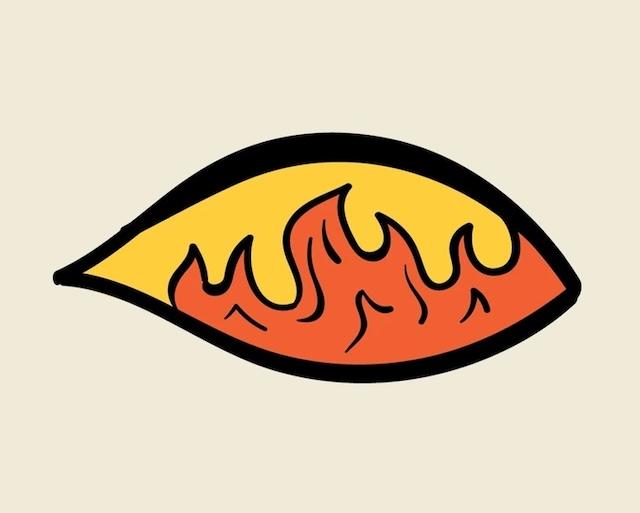 An eye with flames, depicting a fiery personality, full of passion, energy, and a drive for life