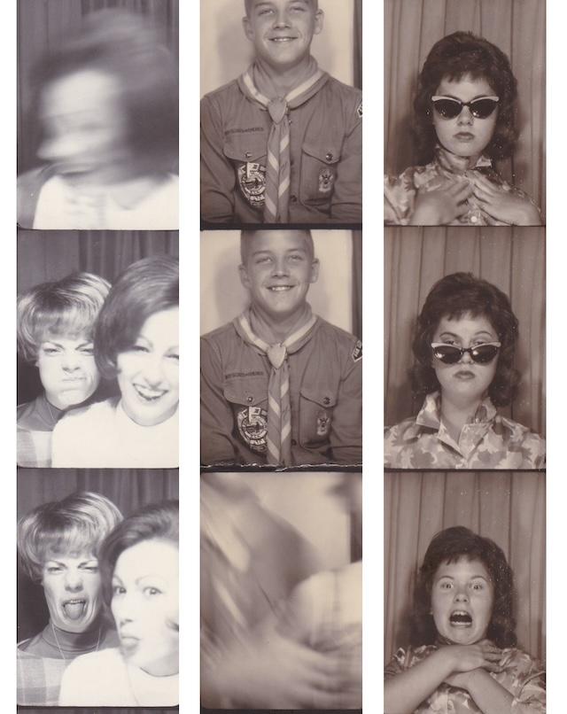 Friends strike silly poses, embracing spontaneity in these lighthearted photobooth snaps