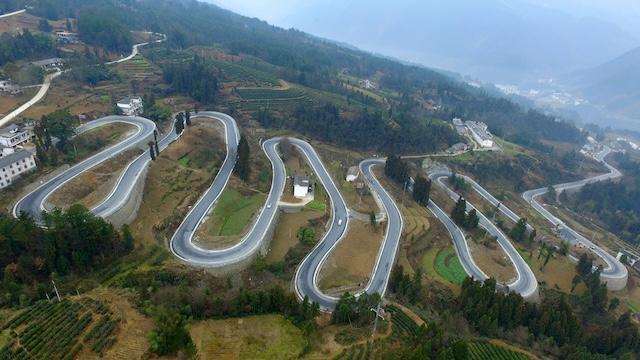 Curved roads, like this one, help reduce the gradient and make driving safer and smoother, especially on steep terrains