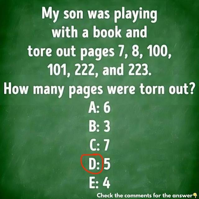 Answer revealed! The correct answer is 5 pages. Ready to dive into the logic behind it? See how the pages align in pairs for a surprising solution