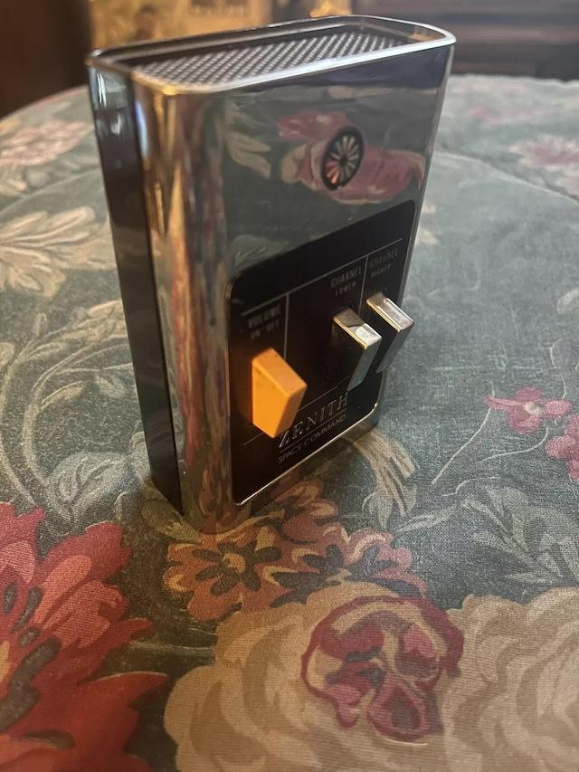 An alternate view of the Zenith Space Commander showcasing its classic chrome finish, standing the test of time as both a functional device and a retro collectible