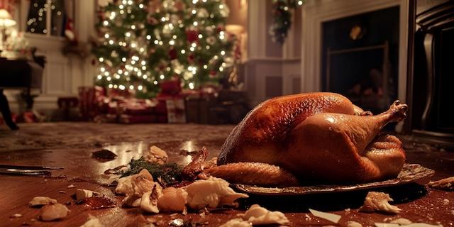 The fallen centerpiece of the Thanksgiving meal serves as a reminder that not all traditions go as planned