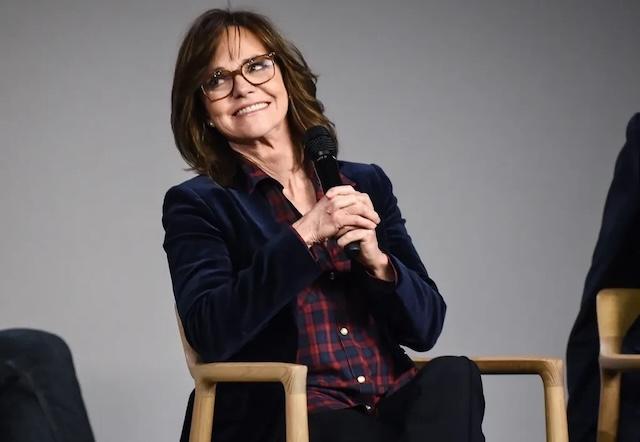 Sally Field speaking at an event, radiating confidence and wisdom from her many years in the industry