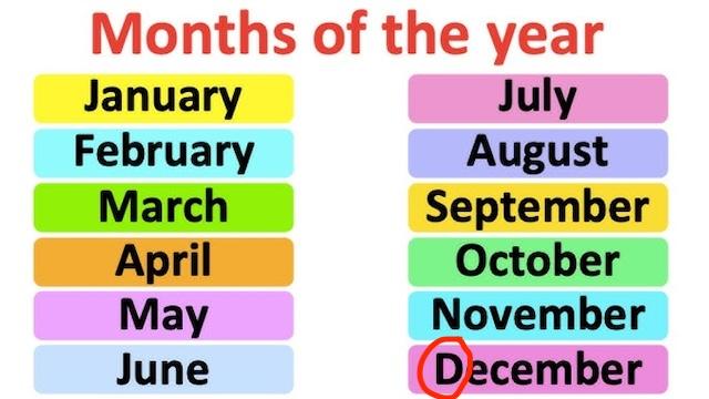 The key to solving the riddle lies in the months of the year! Can you spot the clue in December that makes it unique?