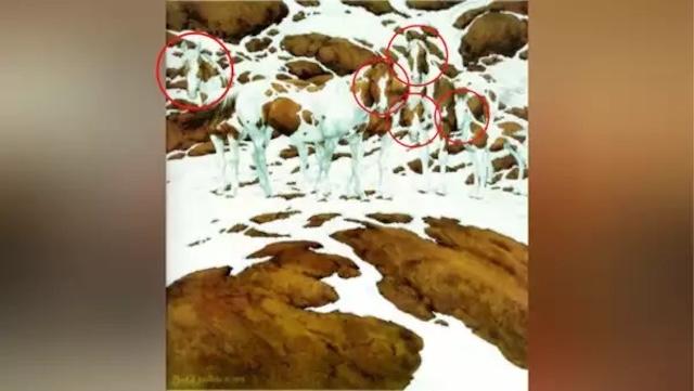 The answer was revealed! Did you find all five horses cleverly camouflaged in the snow? If not, take another look and challenge yourself further!