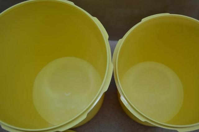 Inside view of vintage Tupperware containers, revealing the simple, durable design that made them a household essential. They were perfect for keeping food fresh and organized
