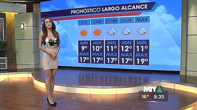 At 25, she made waves in Mexico wearing a nude mini-skirt on Televisa Monterrey news
