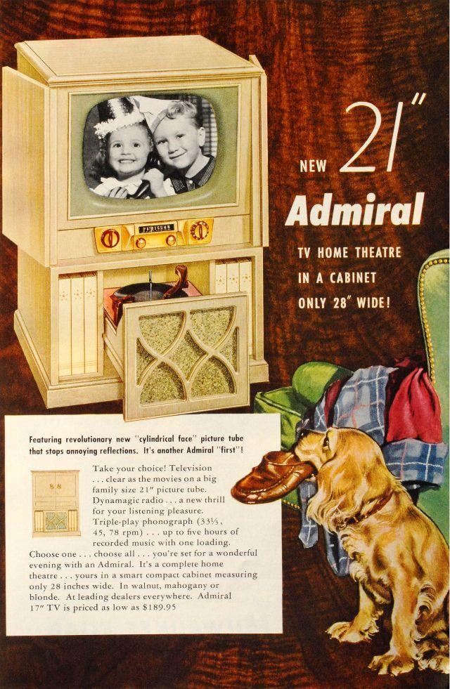New 21″ Admiral TV, 1952: A larger screen, more stunning visuals, and an essential upgrade for the modern living room.