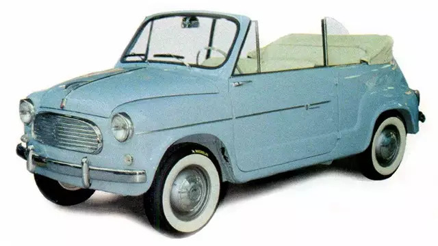 The 1959 Fiat 600 Convertible by Francis Lombardi, offering open-air driving with an Italian flair.