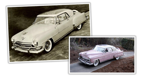 Two early Mercury Sun Valley models in classic 1950s colors, epitomizing the bold styling of the era.