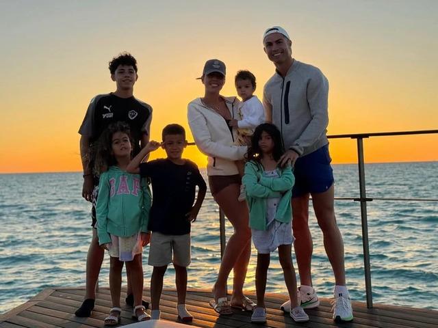 Cristiano Ronaldo with his family during a beachside getaway.