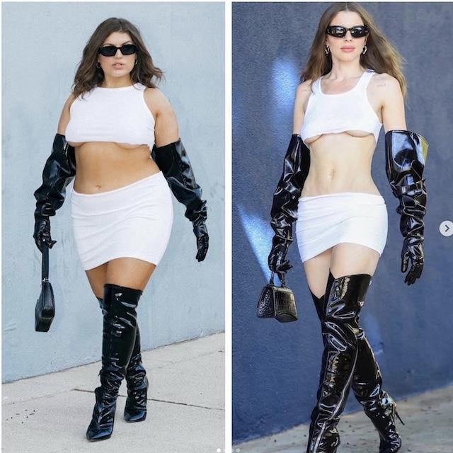 Gabriella takes on Julia Fox’s bold, avant-garde fashion choices, showcasing creativity beyond size.