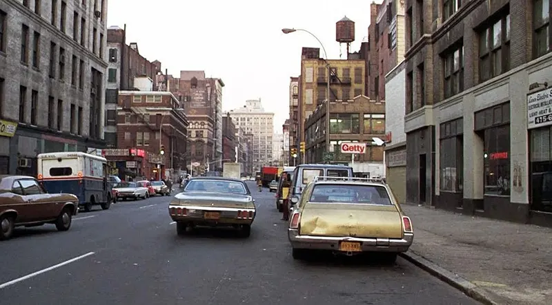 Lafayette Street at Bleecker, looking north in 1976—a moment from Marathon Man.