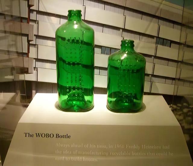 A showcase of WOBO "bricks" at the Heineken Experience in Amsterdam.
