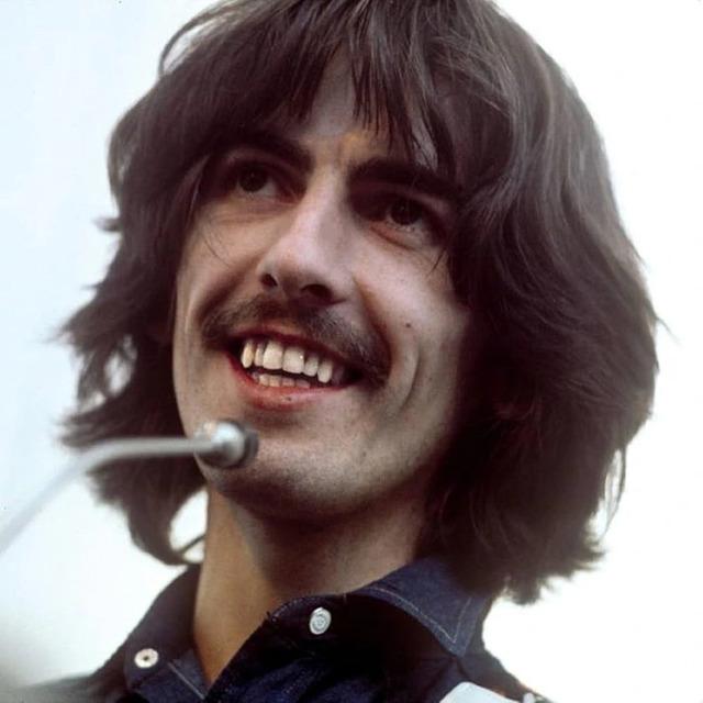 A youthful and iconic portrait of George Harrison from The Beatles, showcasing his signature style and charm.