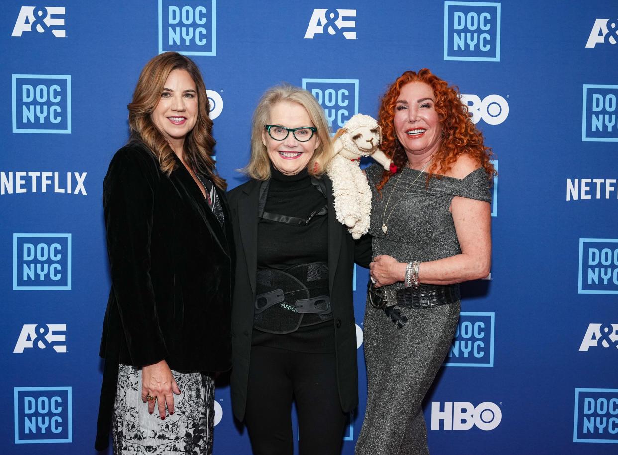 Director Lisa D'Apolito, Pat Kaufman, and Mallory Lewis were all smiles at the premiere of Shari & Lamb Chop in New York City. (Photo by John Nacion/Getty Images) (John Nacion via Getty Images)