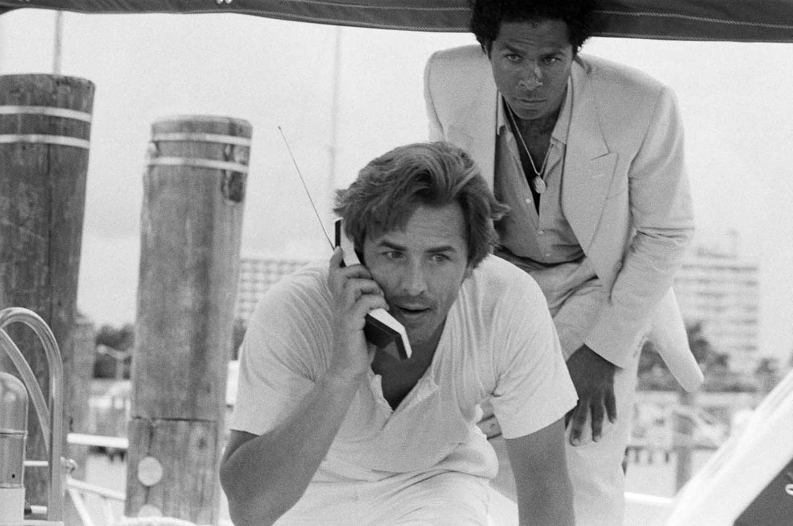 In 1984, Don Johnson as Detective James “Sonny” Crockett and Philip Michael Thomas as Detective Ricardo “Rico” Tubbs, both with their trusty mobile phones, take on crime in Miami Vice.