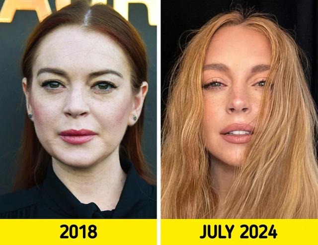 Lindsay Lohan’s beauty evolution is evident as she goes from a more natural look in 2018 to radiant and polished in 2024.
