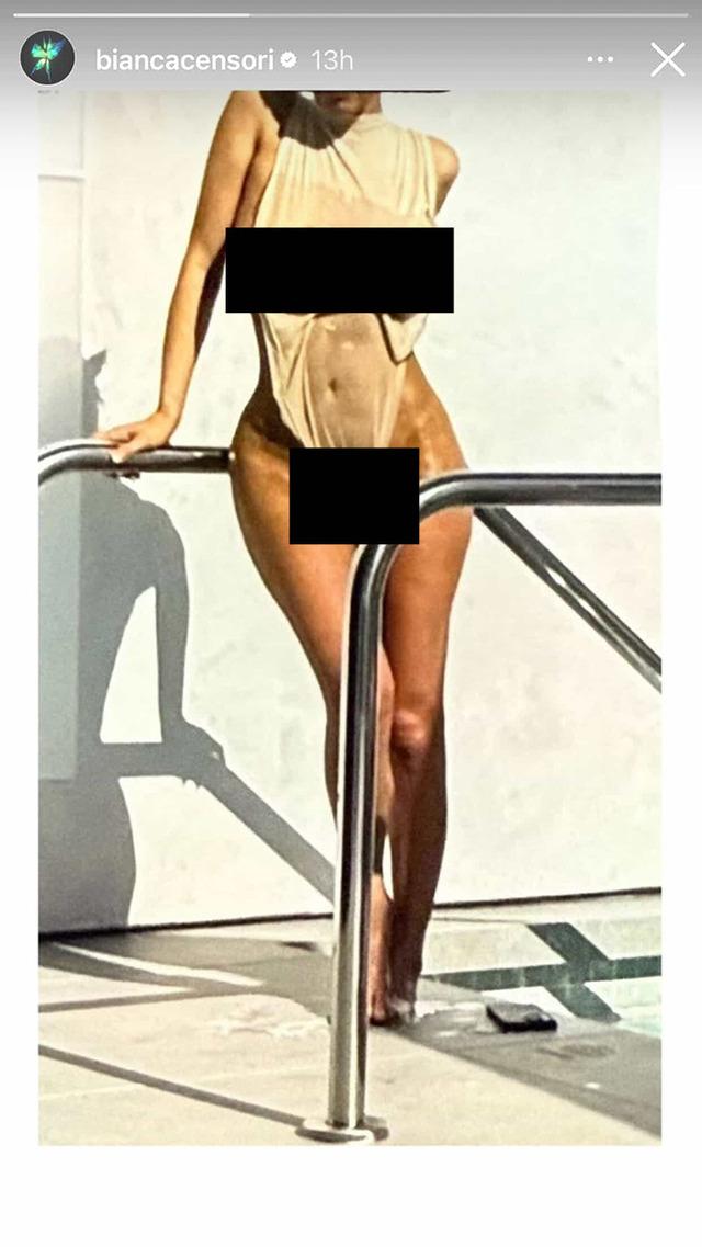 Recently, Bianca Censori shared a striking image on her Instagram, one that showed her standing in a shallow pool, wearing an almost transparent outfit.