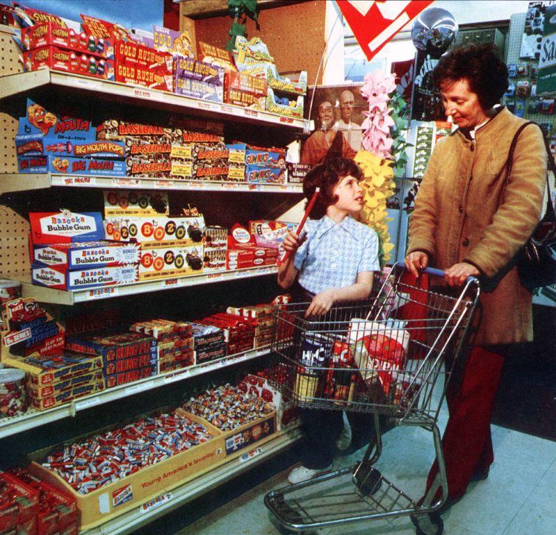 Shopping with grandma, complete with Bazooka Gum! The original "Kung Fu" TV show poster also makes an appearance, circa 1970s.