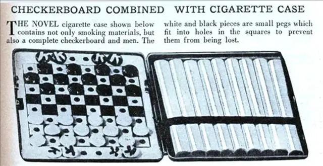 The checkerboard combined with a cigarette case, 1929 – merging fun and function in a single accessory.