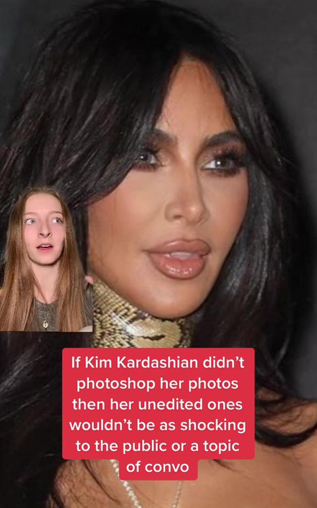 The debate around Kim’s unedited photos reached a boiling point when a TikTok video discuss