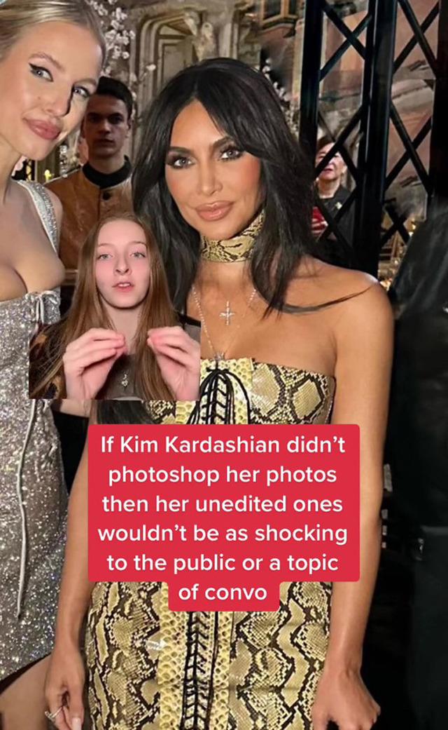 The video broke down the stark contrast between Kim’s photoshopped Instagram images and the raw, unfiltered photos that others had taken of her.