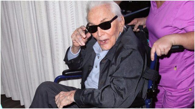 A celebratory moment: Kirk Douglas at his 101st birthday—grinning with joy.