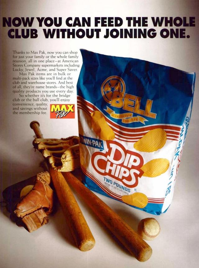 Bell Dip Chips Max Pack at American Stores supermarkets (1994)—extra-large, extra delicious.