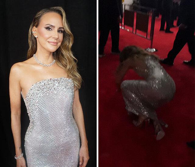 E! News correspondent Keltie Knight’s embarrassing tumble on the Grammys red carpet, which caught the attention of the world.