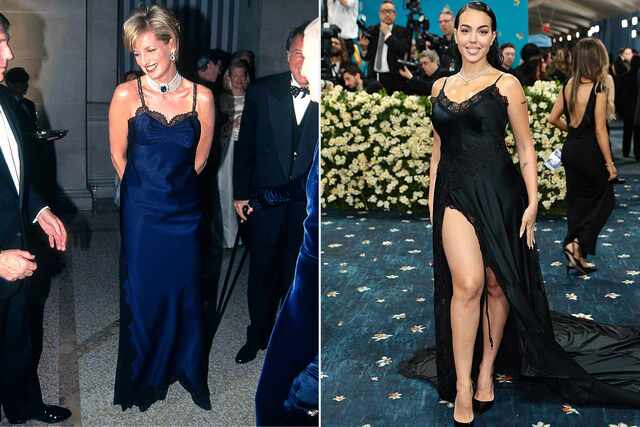 For her Met Gala debut, Georgina chose a bold tribute: a black lingerie-inspired gown by Vetements that echoed Princess Diana’s iconic 1996 Met Gala dress.