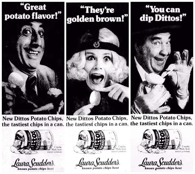 Laura Scudder’s Dittos in a can (1974): A unique way to enjoy potato chips.