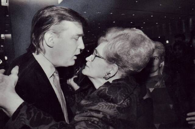 Mary Anne MacLeod Trump with her famous son, Donald, in Trump Tower in 1991—a proud moment captured in Manhattan.