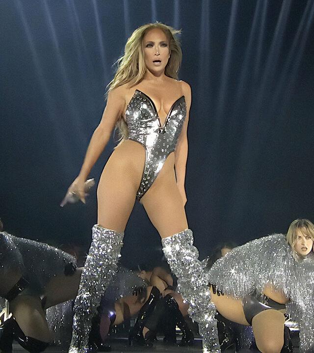 Among the standout pieces was a silver bodysuit adorned with hundreds of sparkling rhinestones designed by The Blonds. 