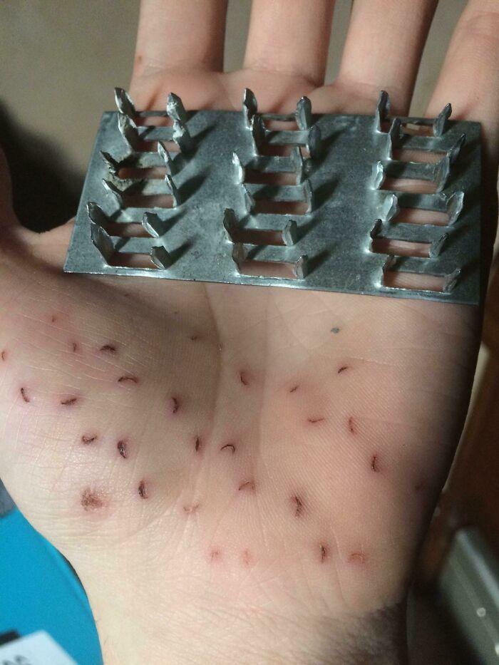 Fell on a Gusset Plate While Working