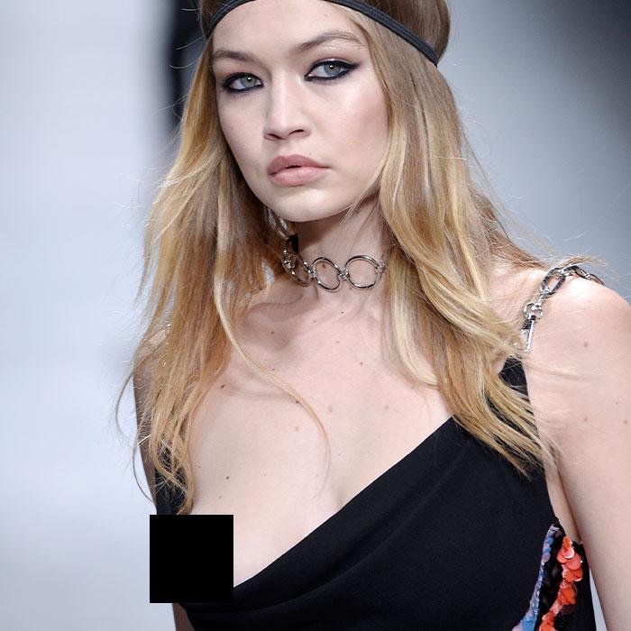 Gigi Hadid’s Runway Nip Slip at Milan Fashion Week