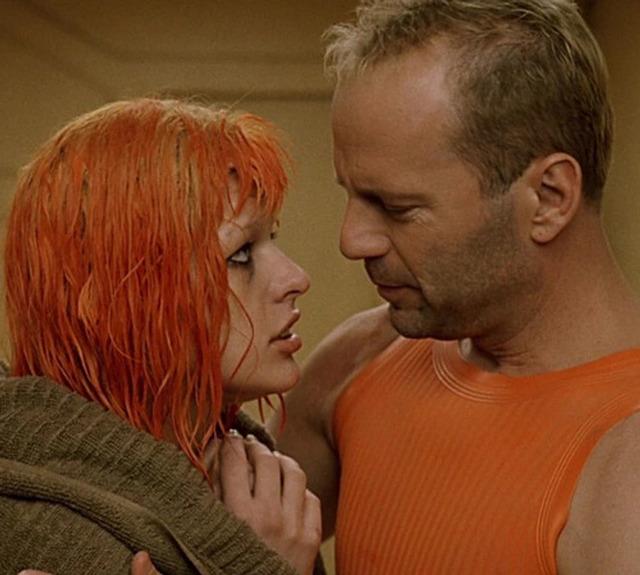Mila Jovovich (21) & Bruce Willis (42) — The Fifth Element