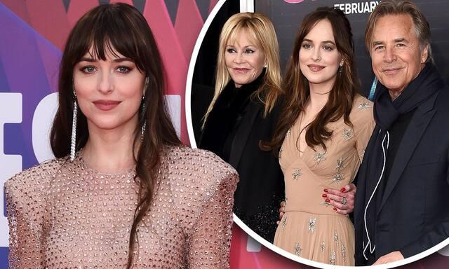 Dakota Johnson with her parents, Melanie Griffith and Don Johnson