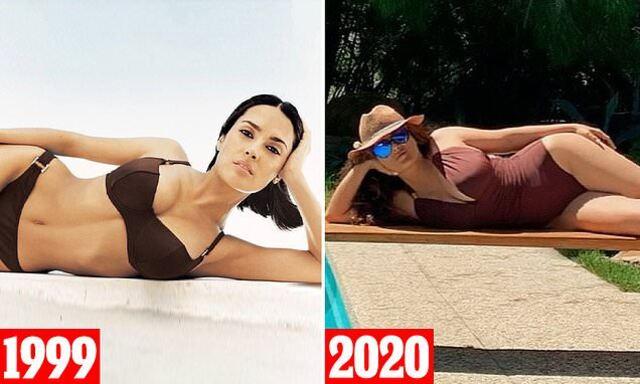 A few days later, she posted a modern recreation of the 1999 bikini pose
