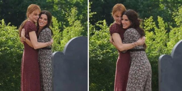 A particularly intriguing moment in the behind-the-scenes reel showed the Owens sisters hugging in front of two graves. 