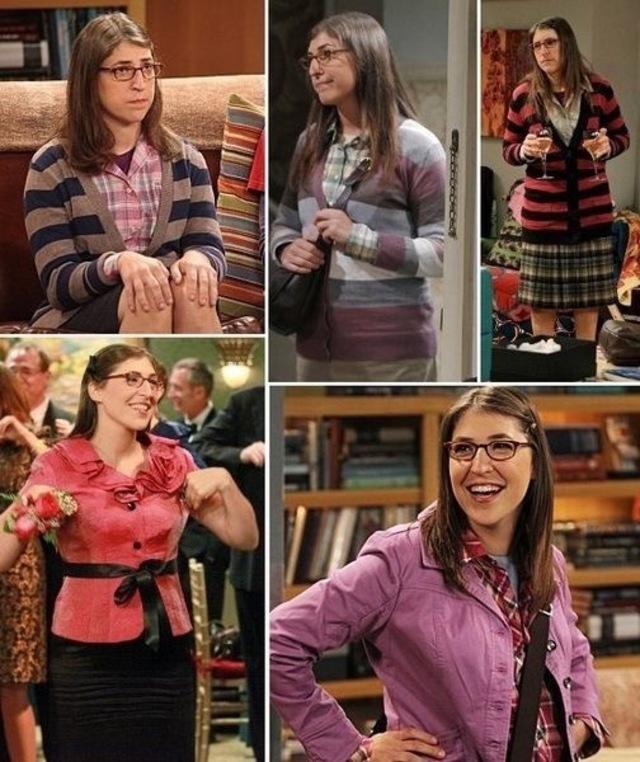 Amy’s wardrobe on The Big Bang Theory was intentionally drab—clashing prints, oversized sweaters, and dowdy skirts