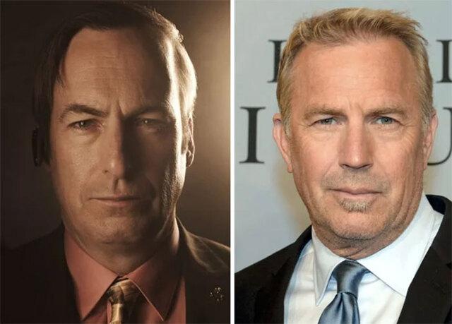 Bob Odenkirk and Kevin Costner are a surprising late entry into look-alike lore, thanks to their similar rugged features.