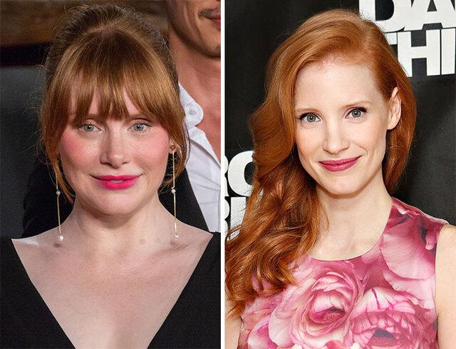 Bryce Dallas Howard and Jessica Chastain resemble each other so closely that even director Ron Howard once mixed them up.