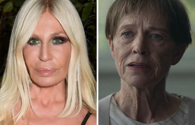 Donatella Versace’s high-fashion transformations differ sharply from Judy Davis’ untouched elegance