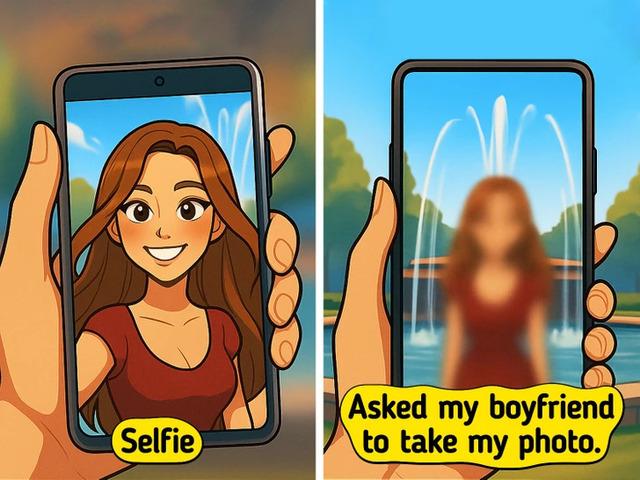 Hand your partner the camera, and somehow they’ll always capture you mid-blink, mid-chew, or mid-regret—never your good side.