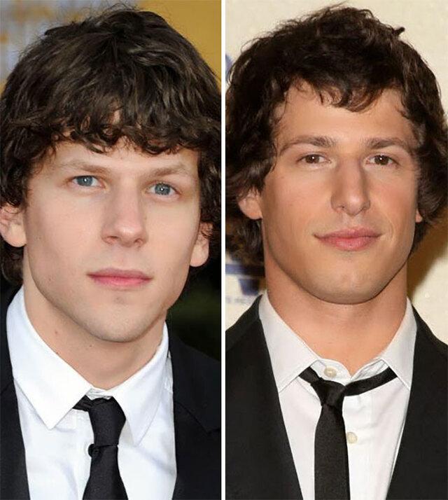 Jesse Eisenberg and Andy Samberg often confuse audiences by blending comedy and indie drama with similar appearances.