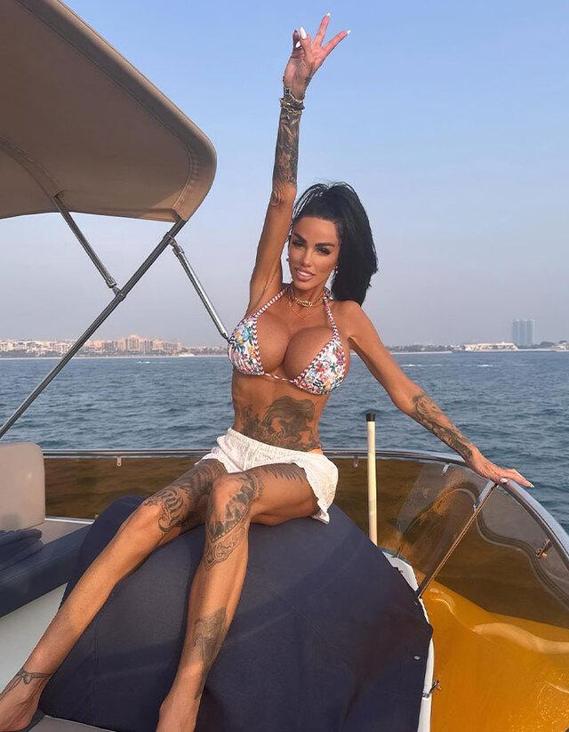 Katie enjoys a moment of relaxation despite recent challenges with her cosmetic journey